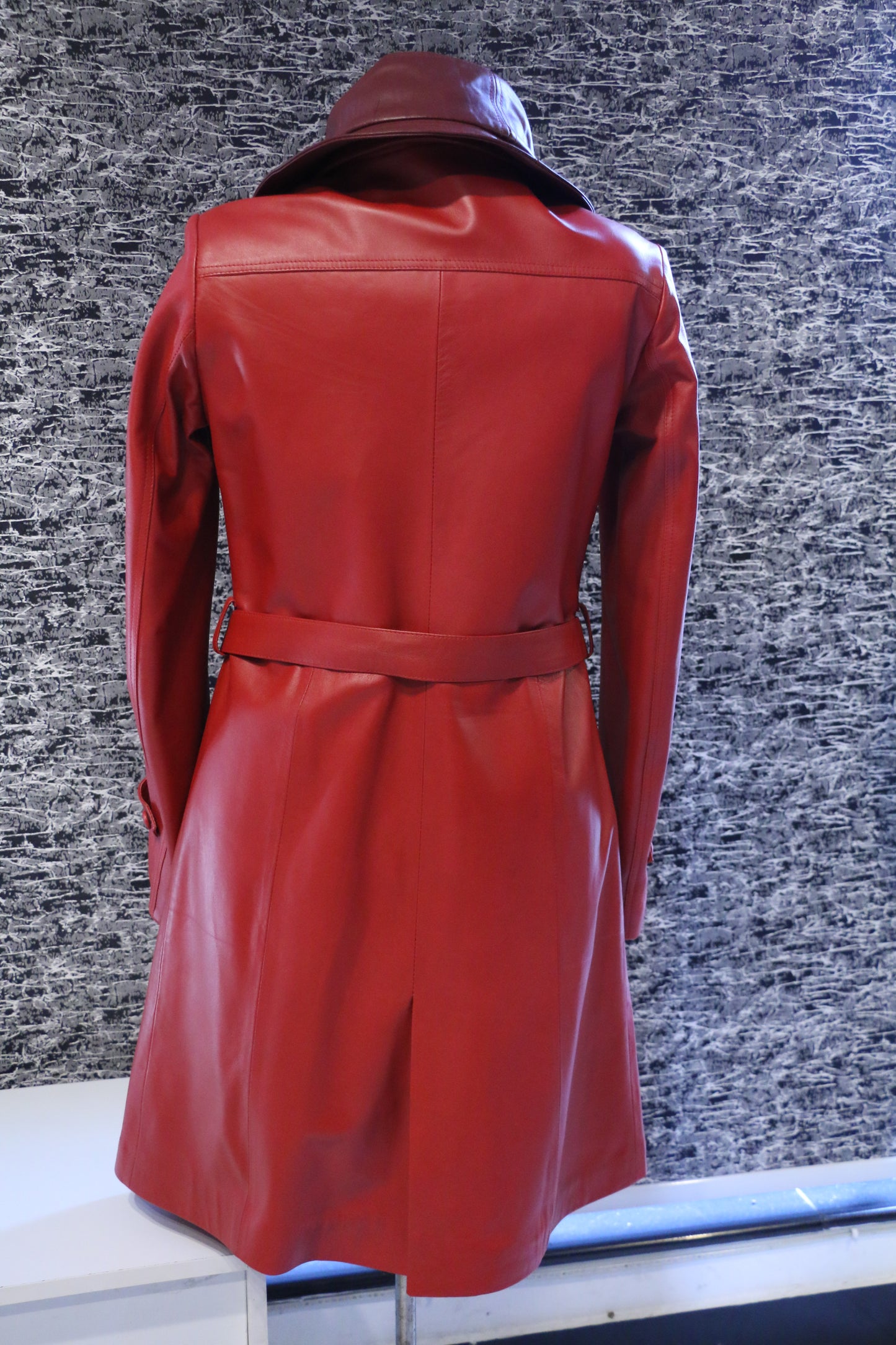 Red – Crimson Leather Trench Coat