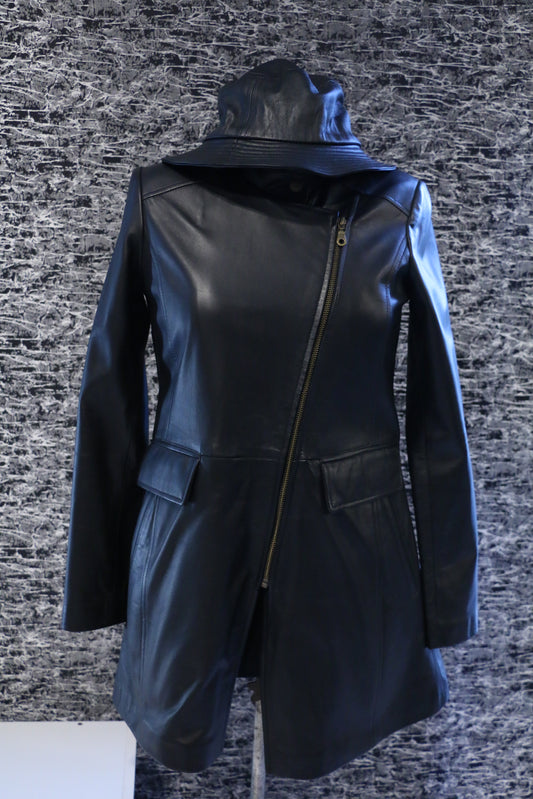 Modern Drift Asymmetric Leather Coat