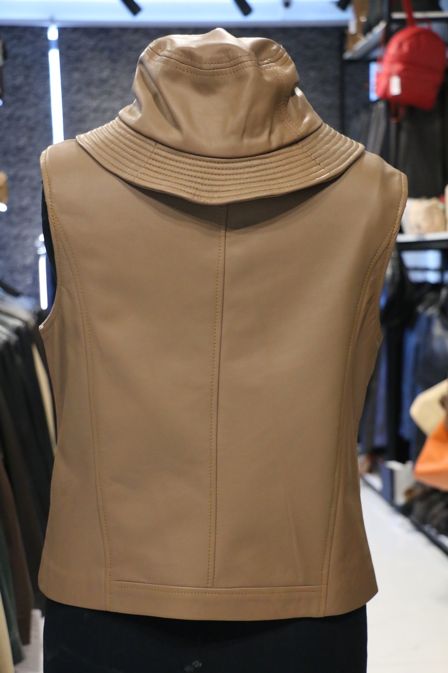 Premium Tan Sleeveless Leather Jacket