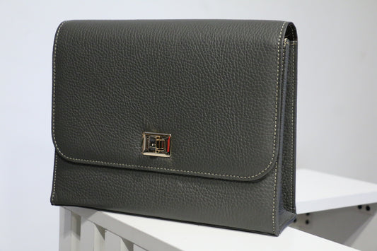 Stylish Women’s Cow Leather Handbag-Grey Color