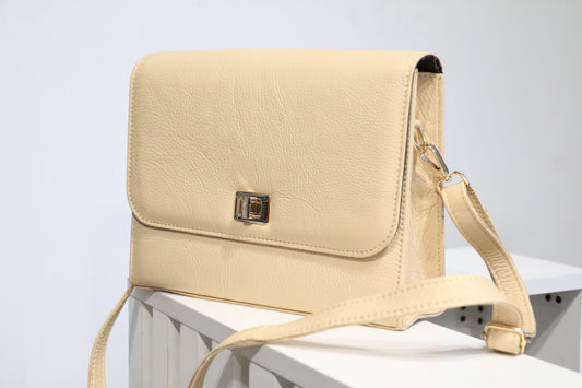 Stylish Women’s Cow Leather Handbag-Cream Color