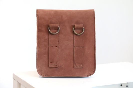 Vintage Brown Leather Crossbody Satchel