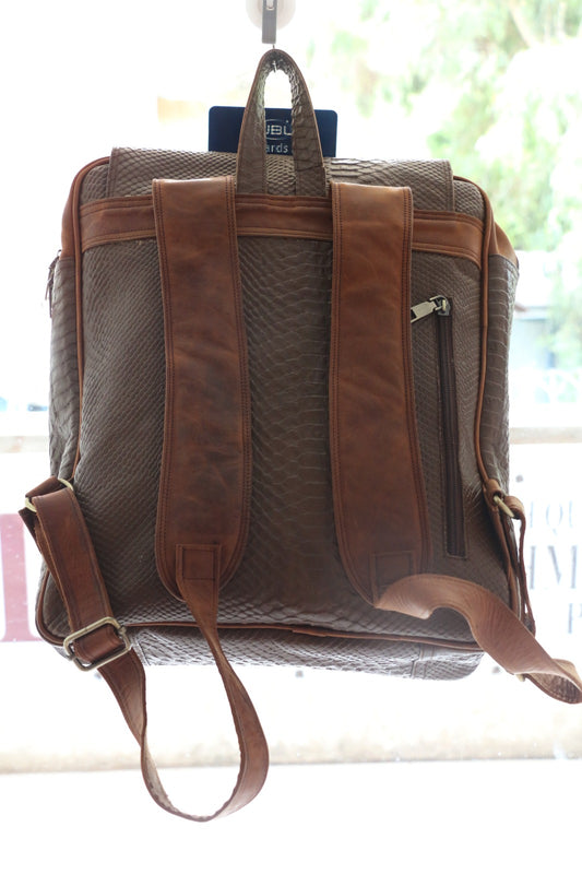 Noir Croc Tan Street Backpack