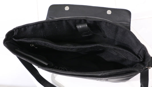 MetroPro Black Leather Office Bag