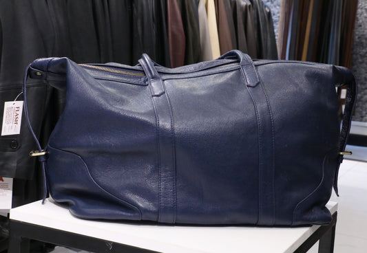 The Ocean Drift-Navy Blue Leather Duffle