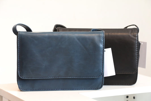 Midnight Blue Leather Crossbody Bag