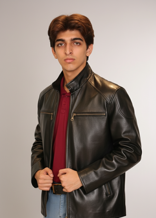 Men’s Premium Black Racer Leather Jacket