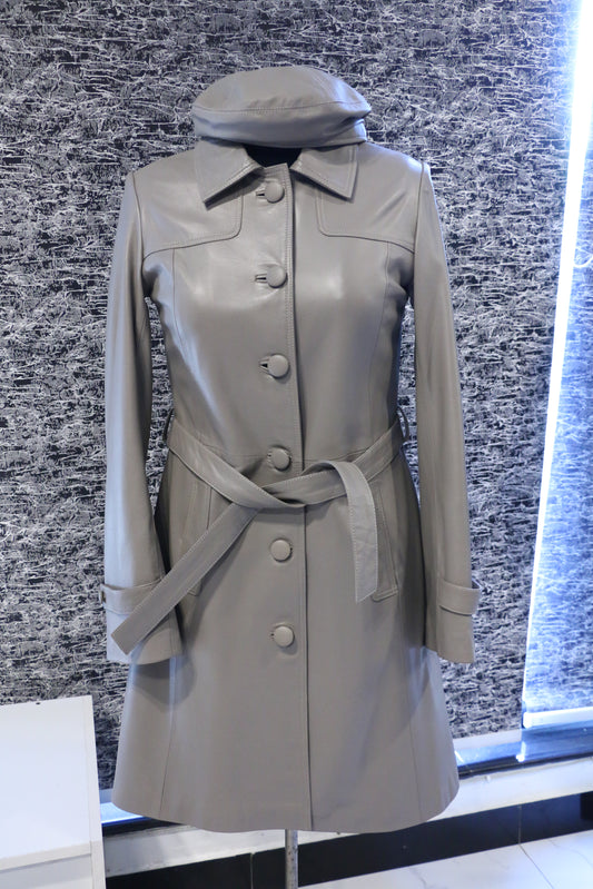 Grey – Slate Grey Leather Trench Coat