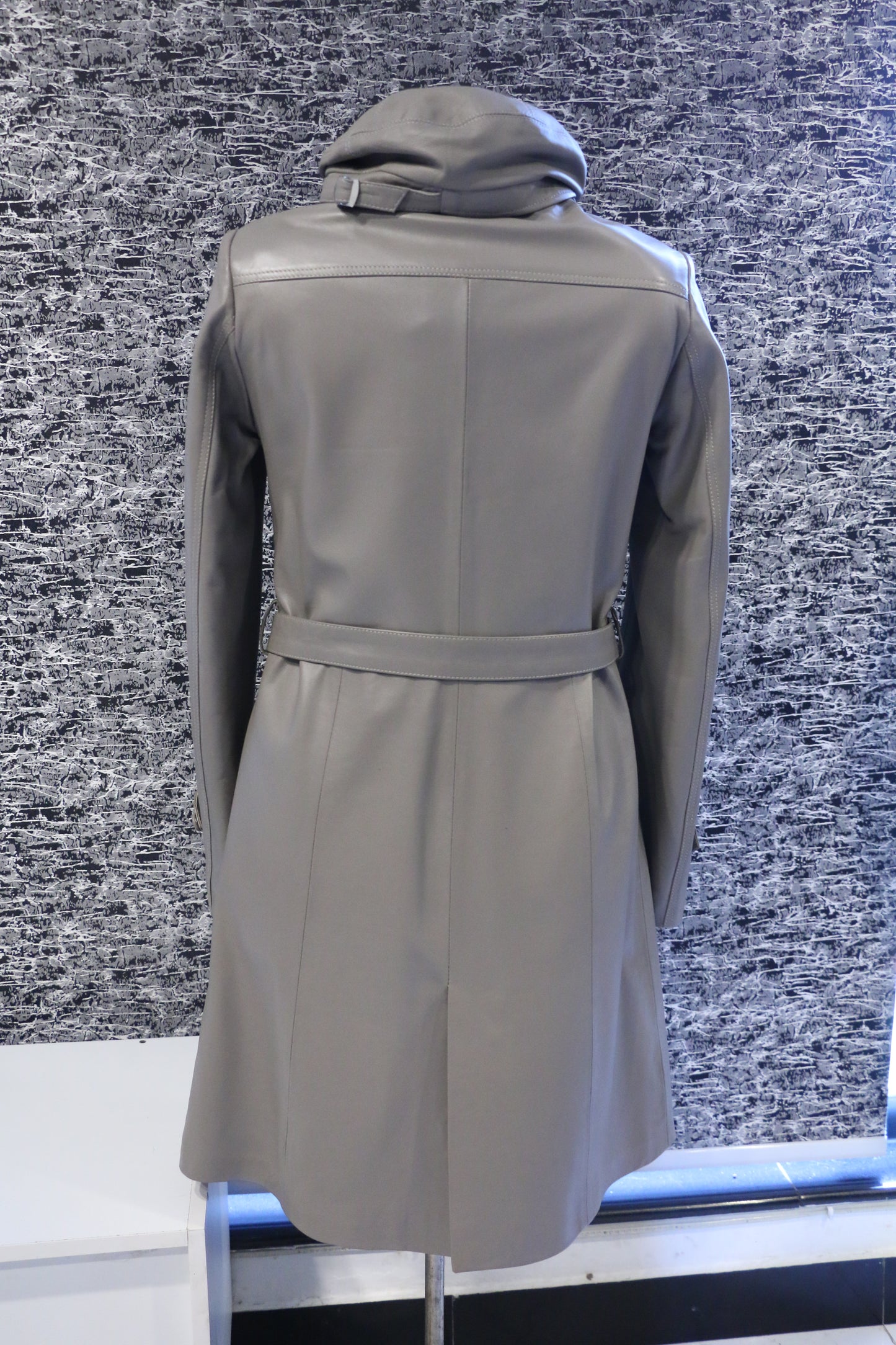 Grey – Slate Grey Leather Trench Coat