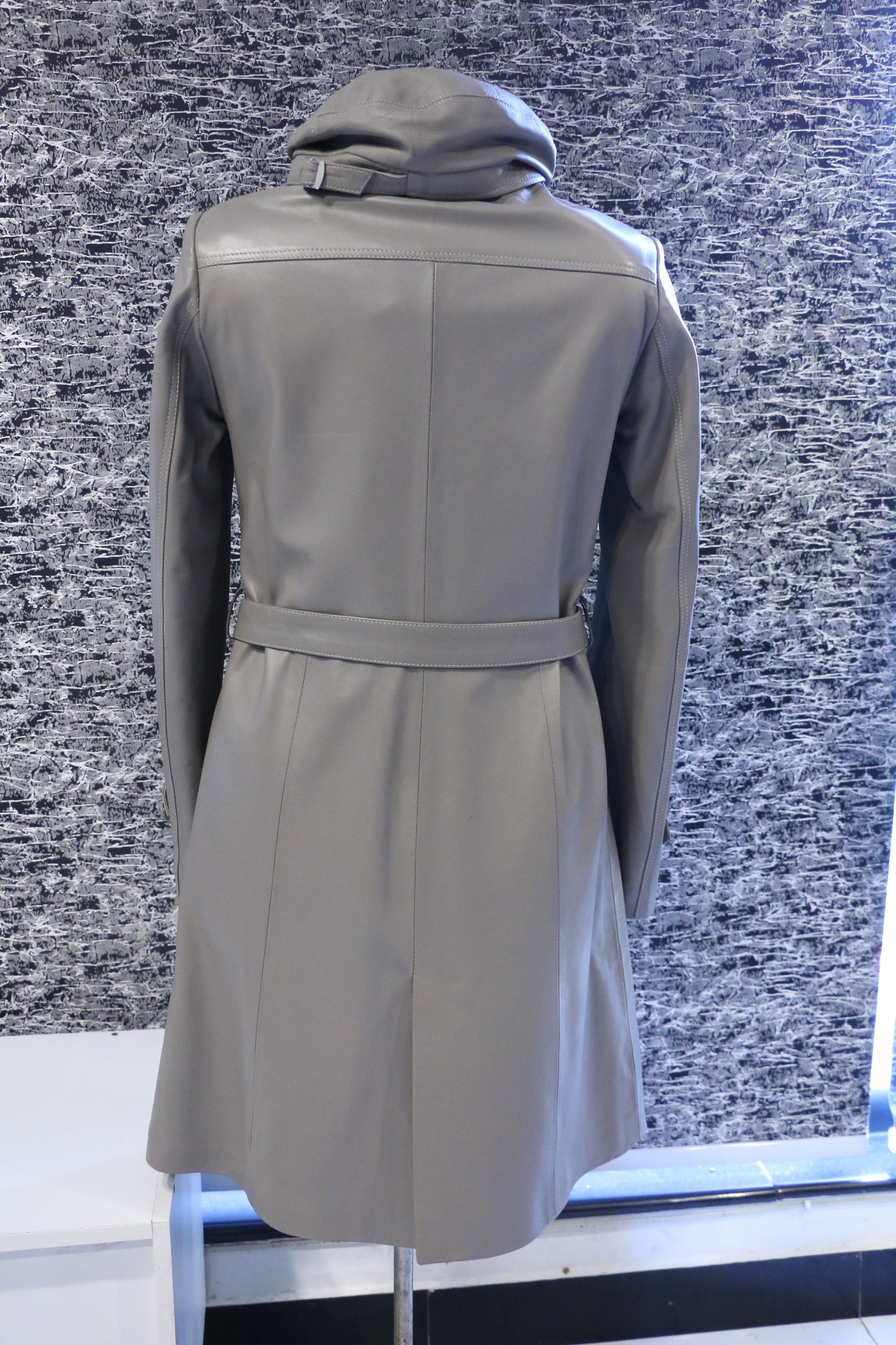 Grey – Slate Grey Leather Trench Coat