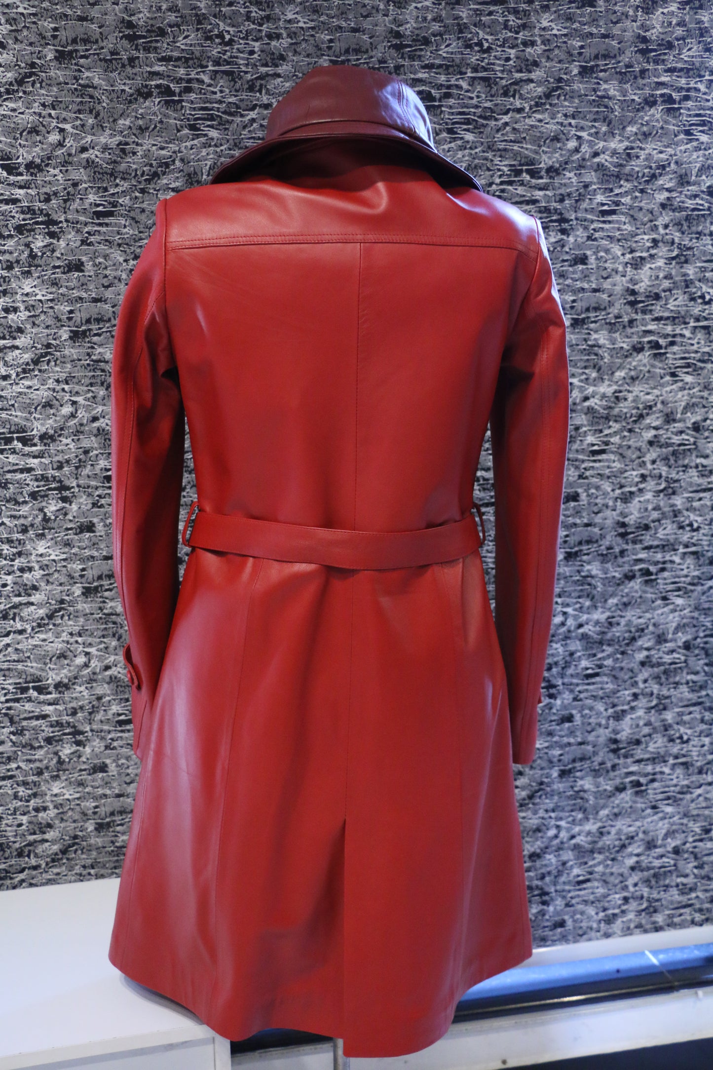 Red – Crimson Leather Trench Coat