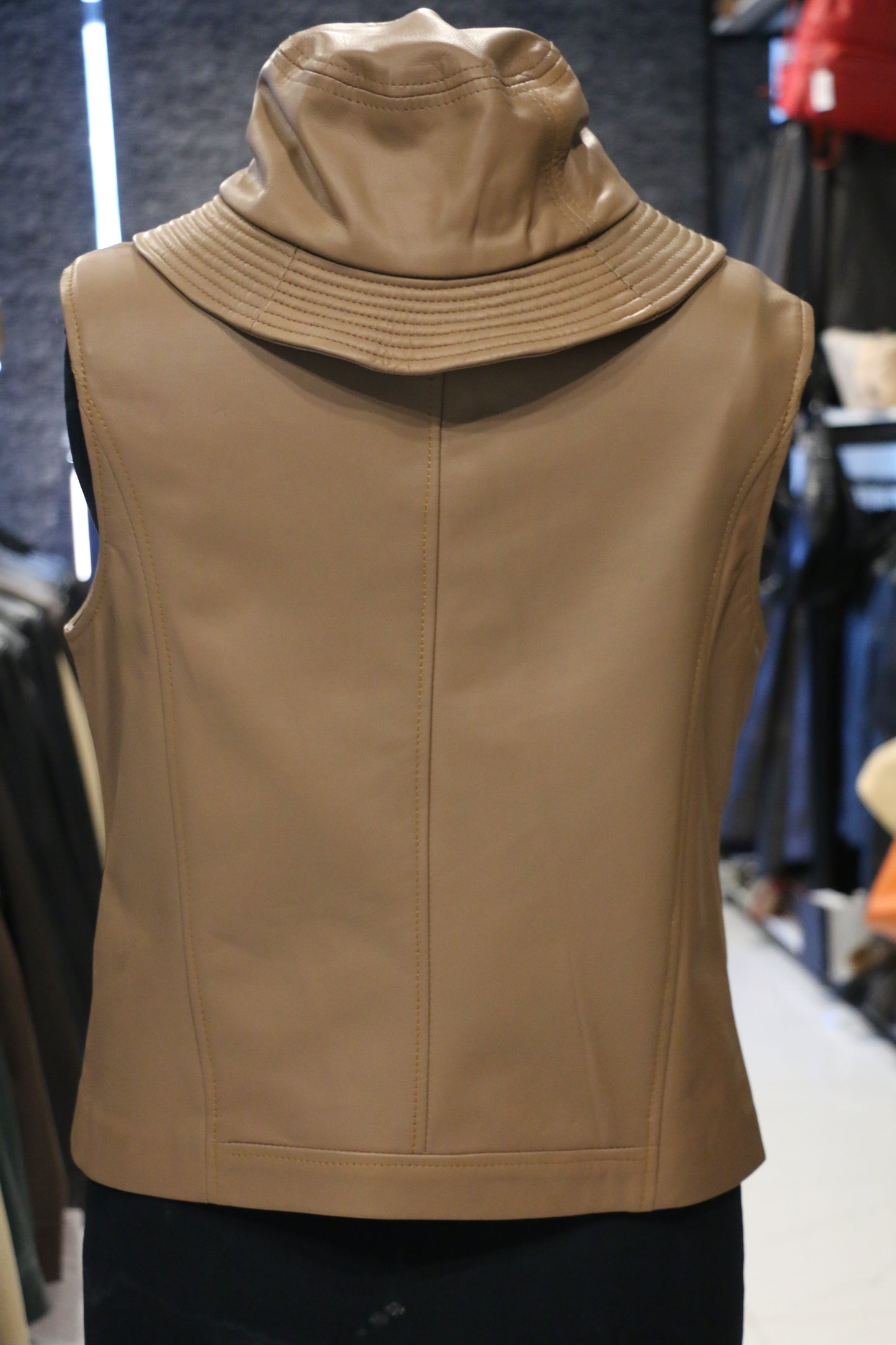 Premium Tan Sleeveless Leather Jacket