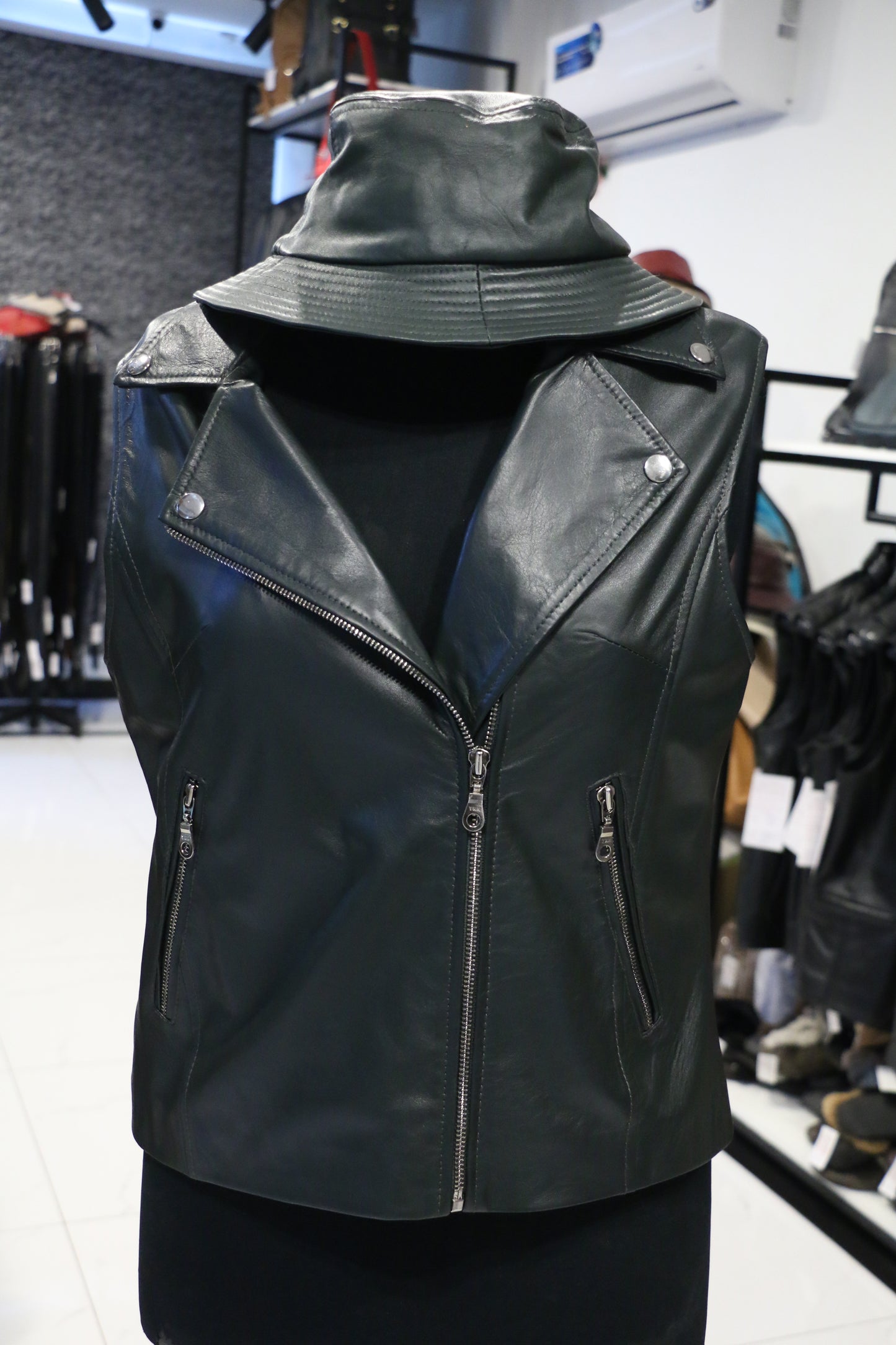Rebel Noir Sleeveless Moto Jacket