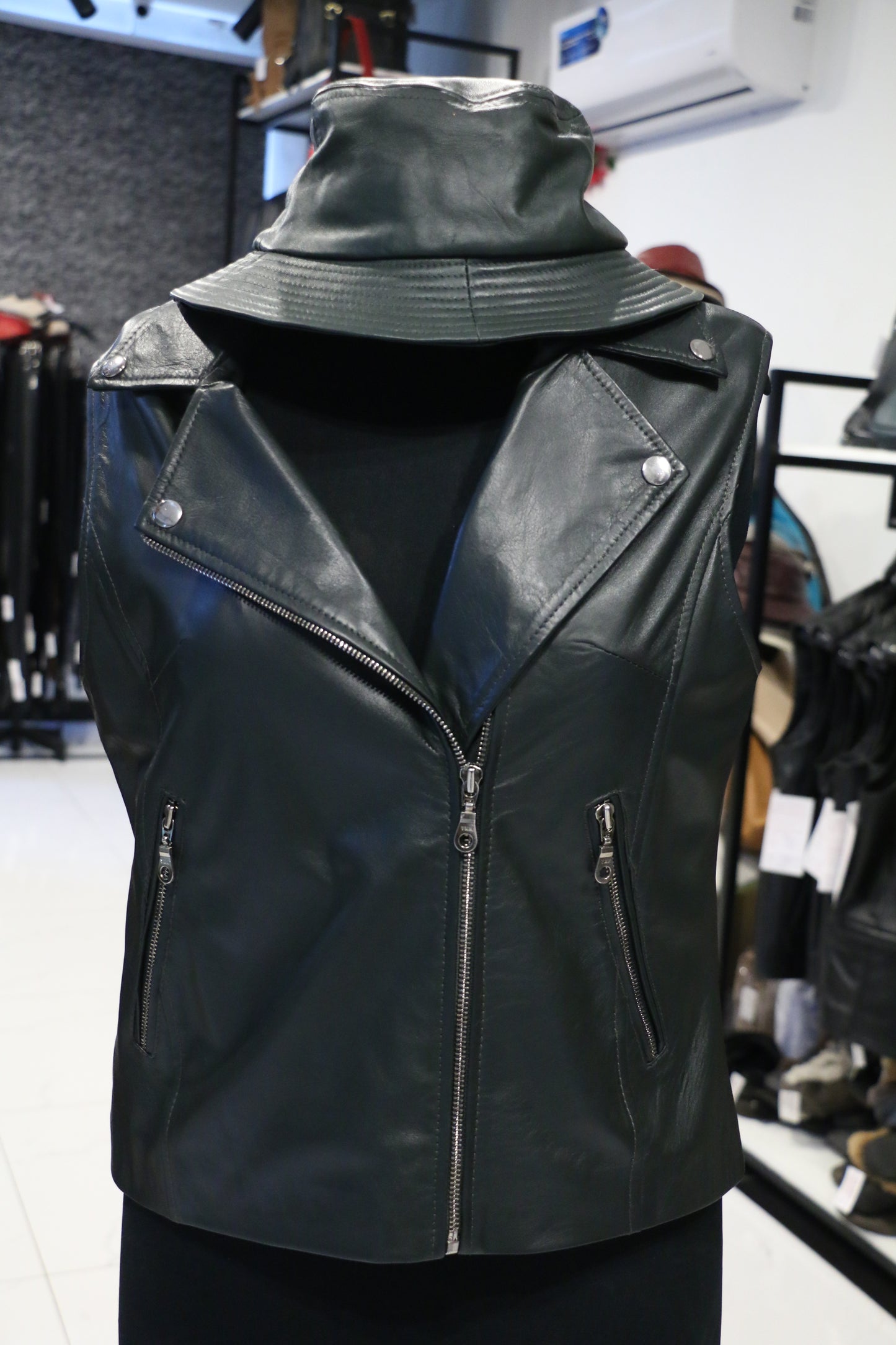 Rebel Noir Sleeveless Moto Jacket