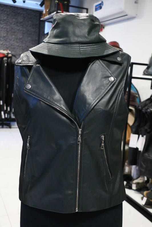 Rebel Noir Sleeveless Moto Jacket