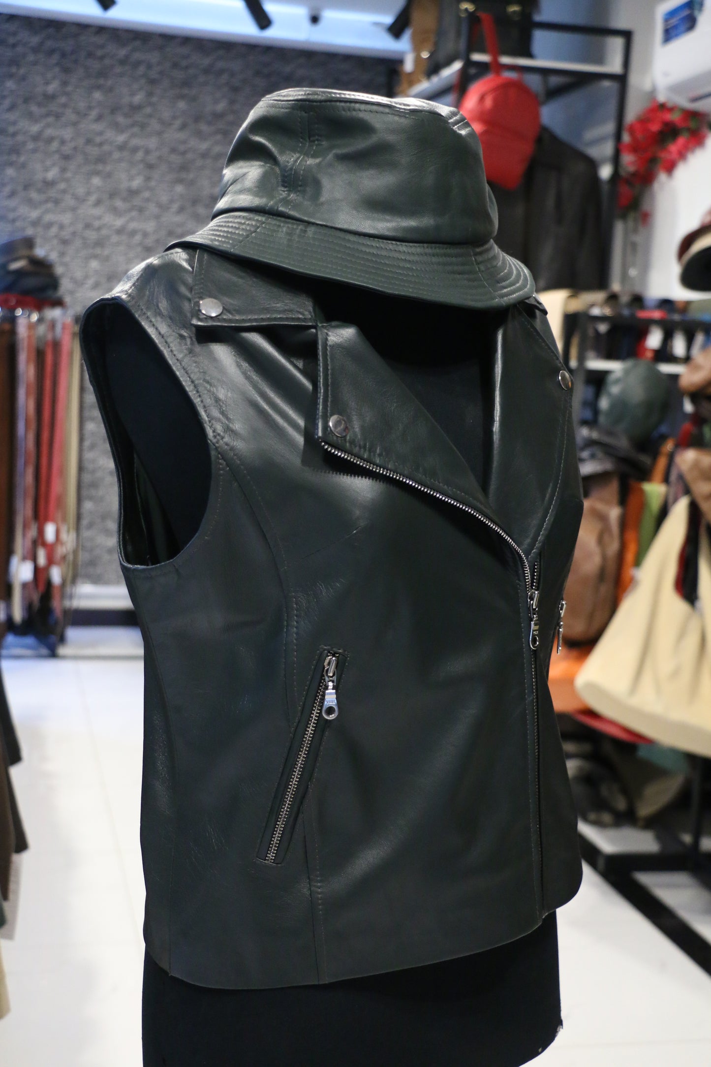 Rebel Noir Sleeveless Moto Jacket