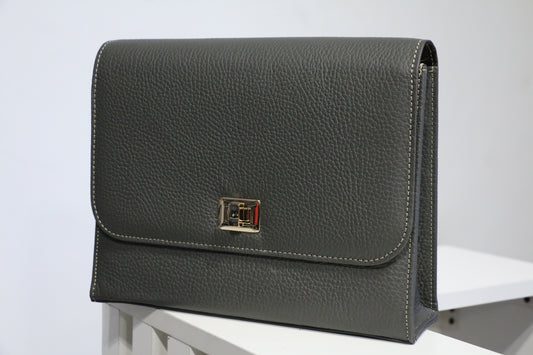 Stylish Women’s Cow Leather Handbag-Grey Color