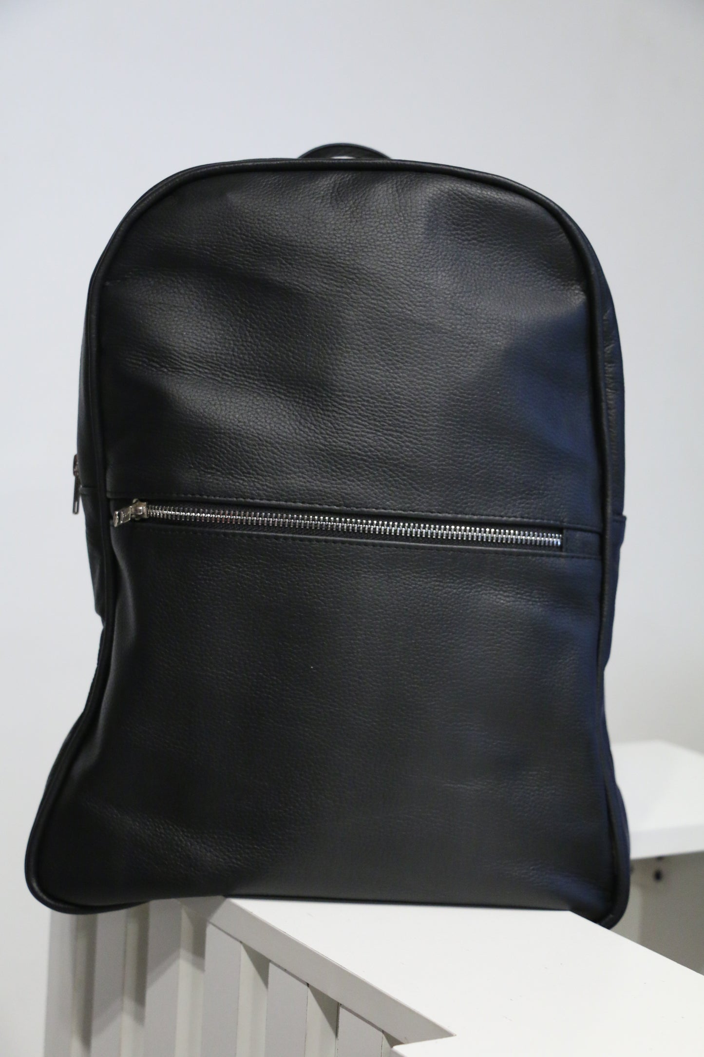 Classic Black Cow Leather Backpack