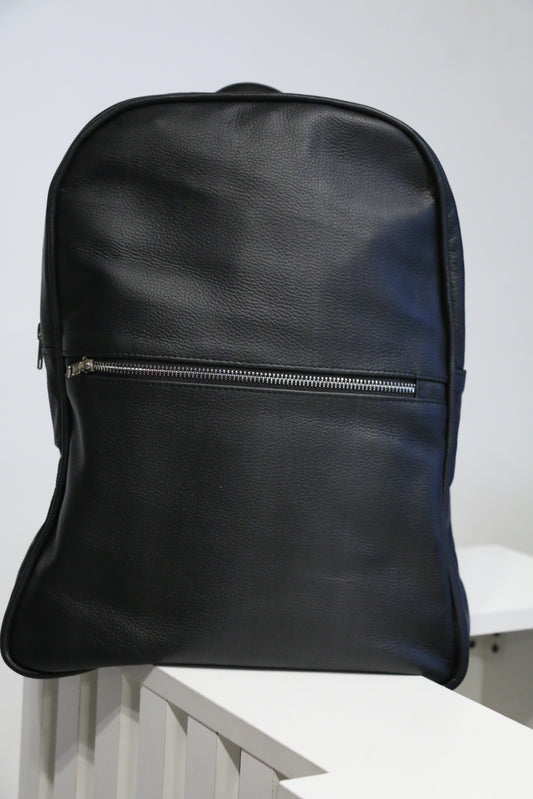 Classic Black Cow Leather Backpack