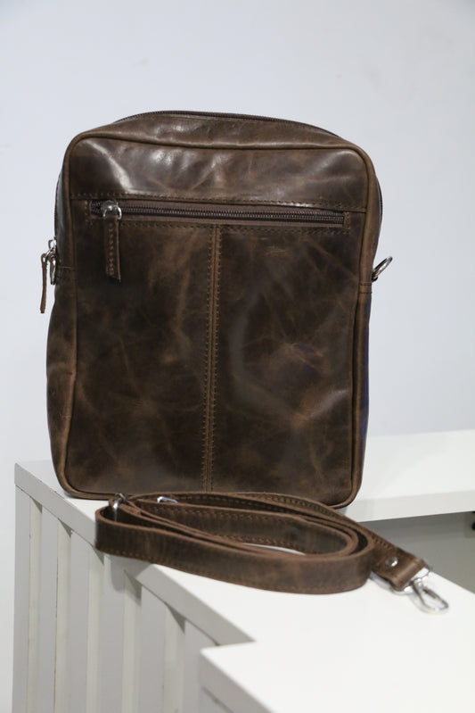 Unisex Dark Brown Leather Bag Pack