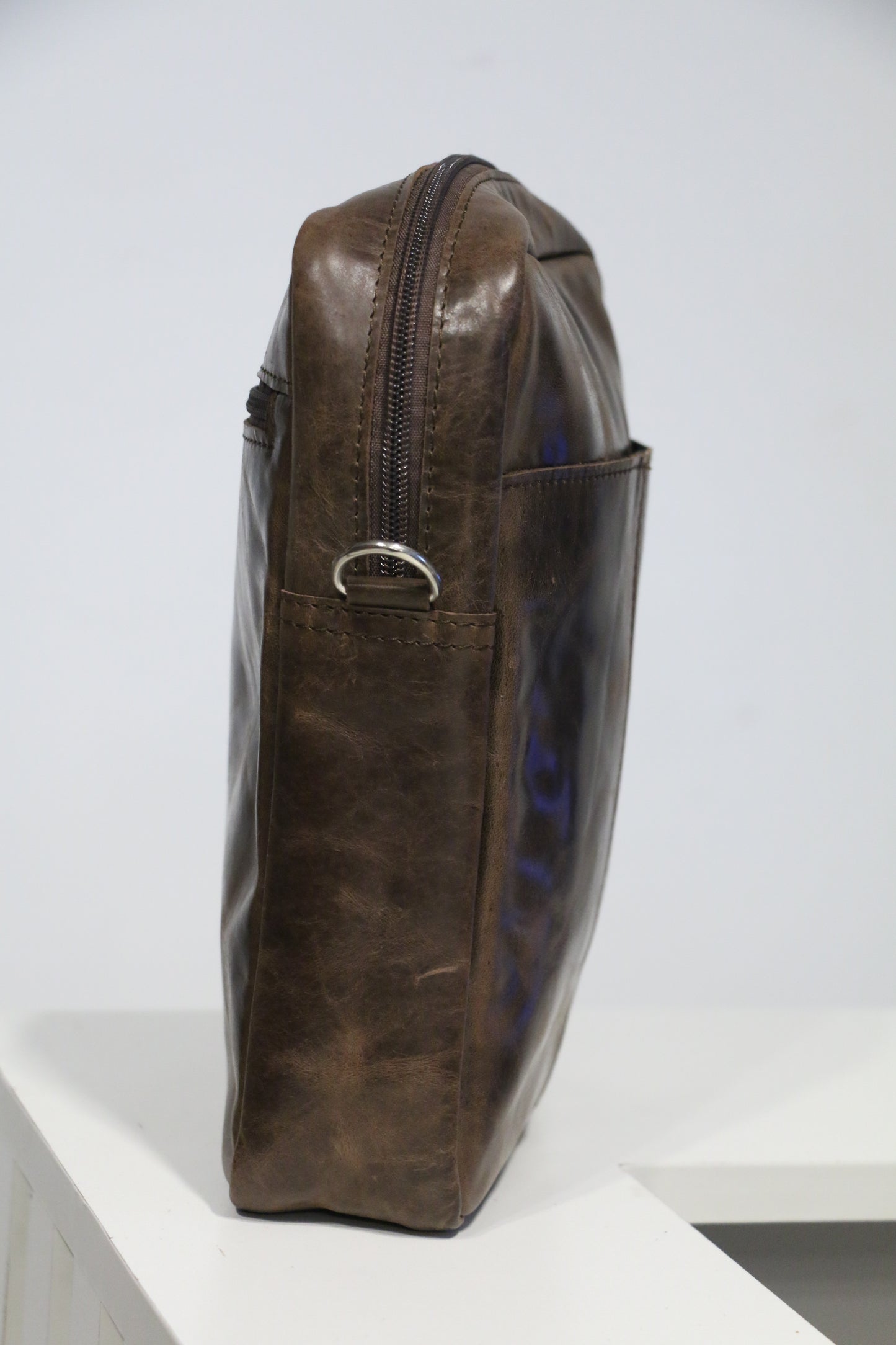 Unisex Dark Brown Leather Bag Pack