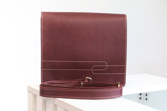 Royal Maroon Leather Sling Satchel