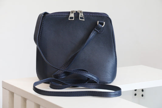 Midnight Charm Zip Crossbody – Navy Blue