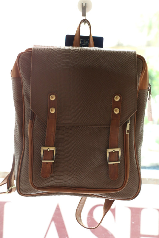 Noir Croc Tan Street Backpack