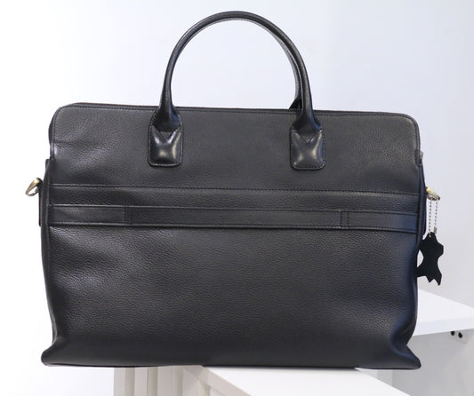 Midnight Voyager – Black Leather Office Bag for Professionals