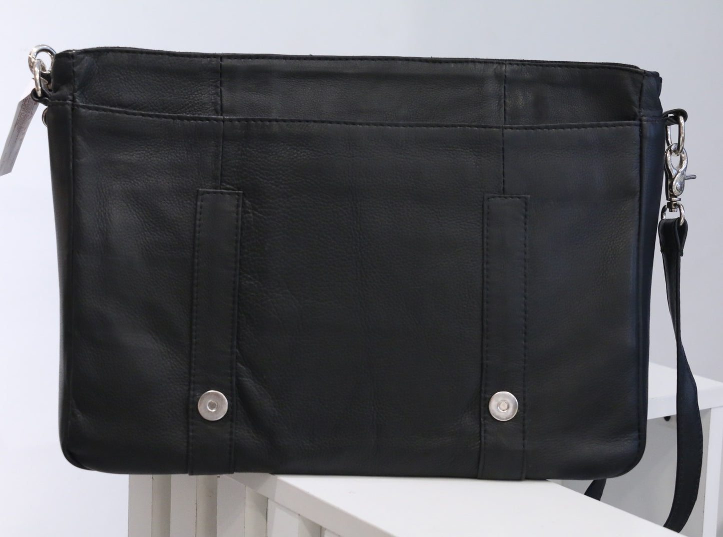 MetroPro Black Leather Office Bag
