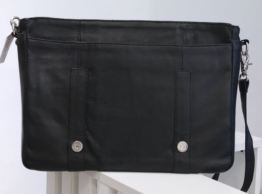 MetroPro Black Leather Office Bag