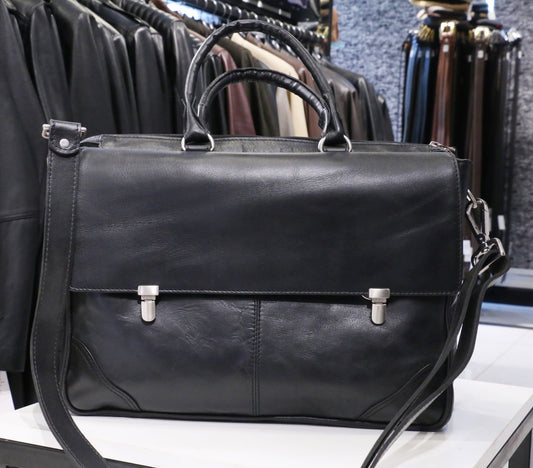 Midnight-Executive Classic Black Leather Office Bag