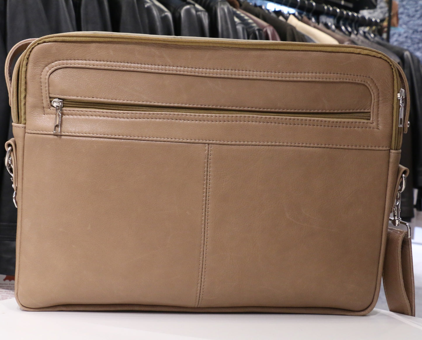 Elegant Tan Leather Office Bag