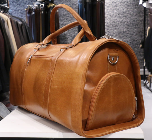 The Voyager Tan - Leather Duffle