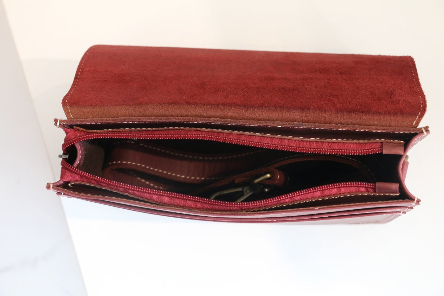 Royal Maroon Leather Sling Satchel