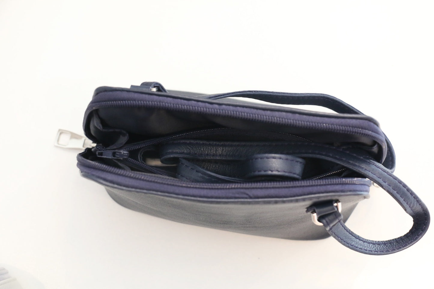 Midnight Charm Zip Crossbody – Navy Blue