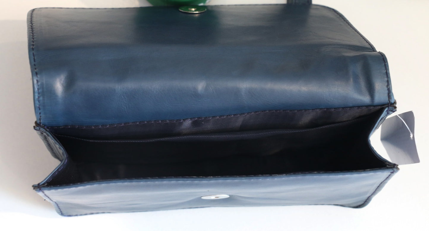 Midnight Blue Leather Crossbody Bag