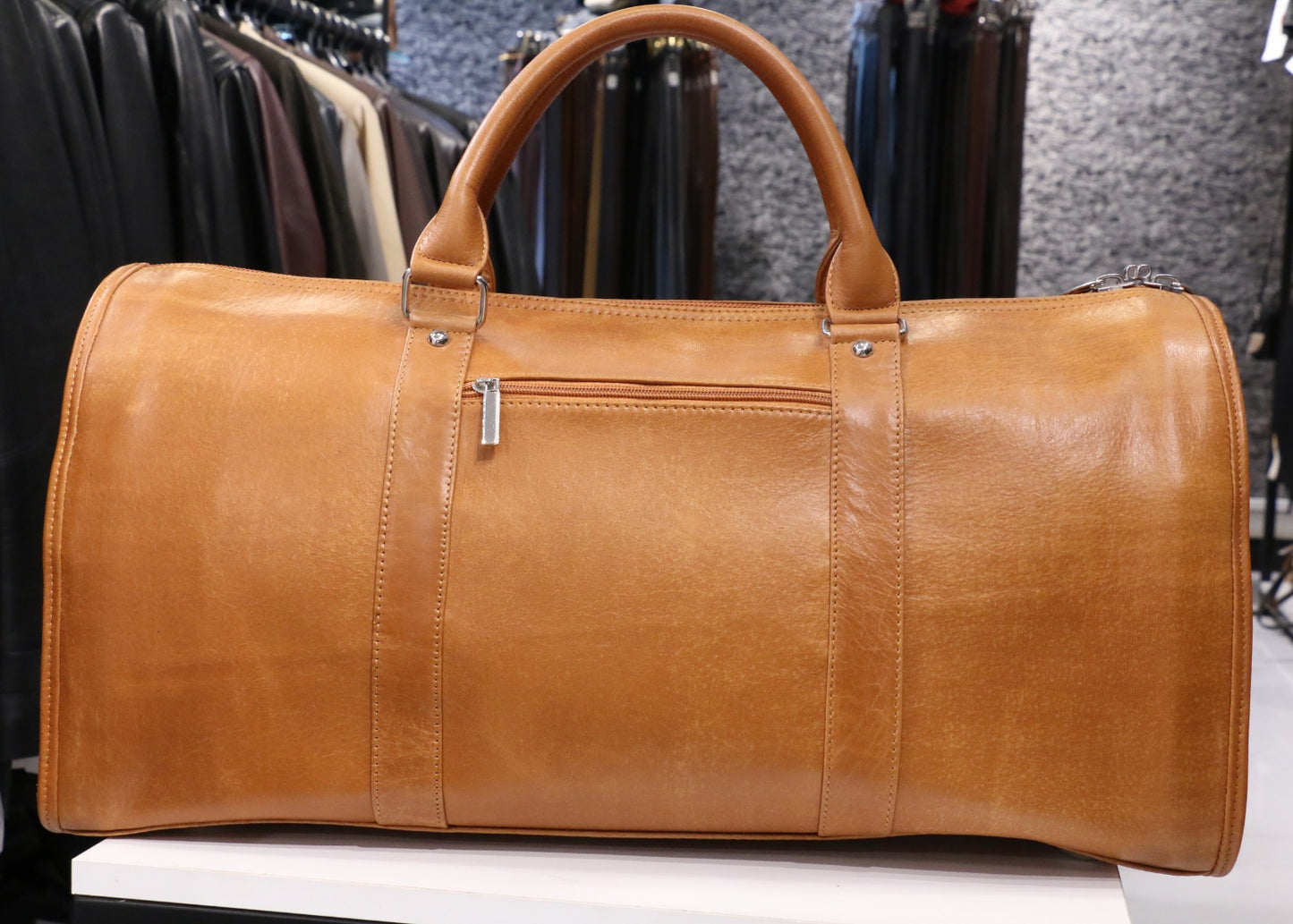 The Voyager Tan - Leather Duffle